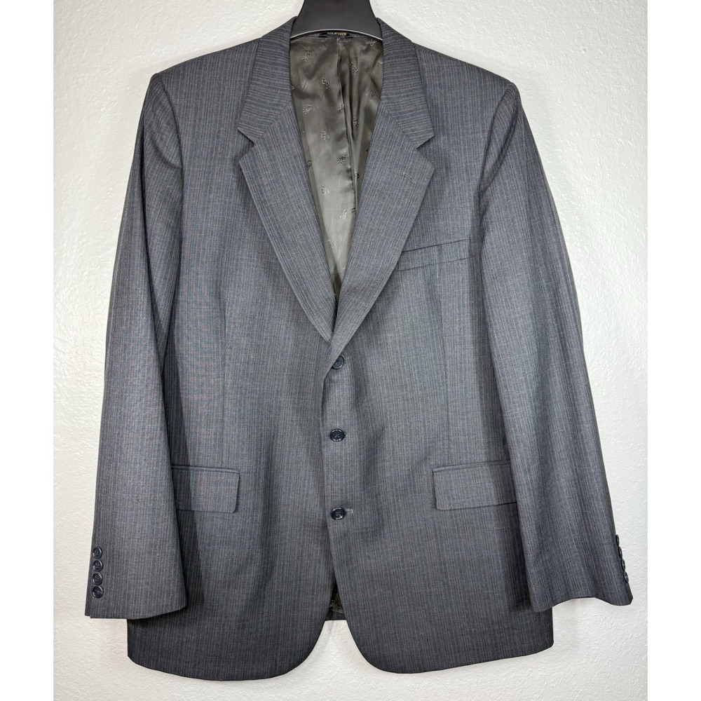Oscar de la Renta For Men vintage charcoal grey pinstripe suit jacket Size 44